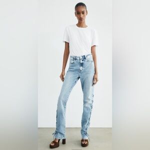 Zara Denim Lace Up Jeans - Size 10 NWT